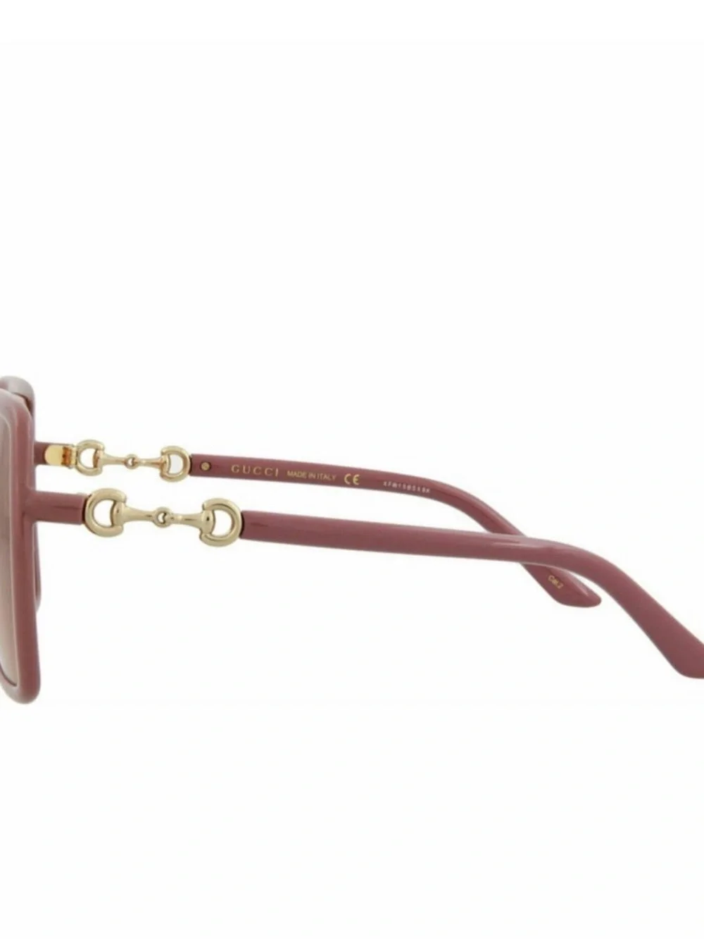Authentic Pristine Gucci Pink Hexagonal Sunglasses w Case Horsebit Hardware